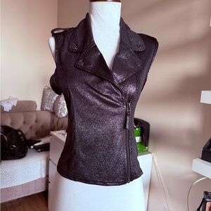 Armani Exchange Shimmering Black Sleeveless Vest